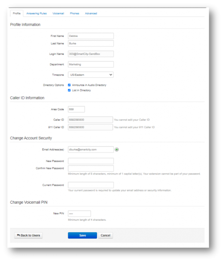 Configuring the User Profile - Smart City Support